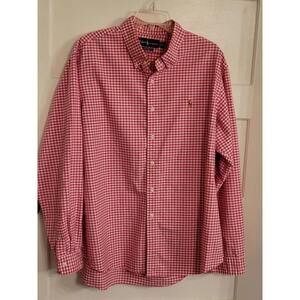 Ralph Lauren Men's XXL Pink/white Check Slim Fit Long Sleeve Button Down Shirt